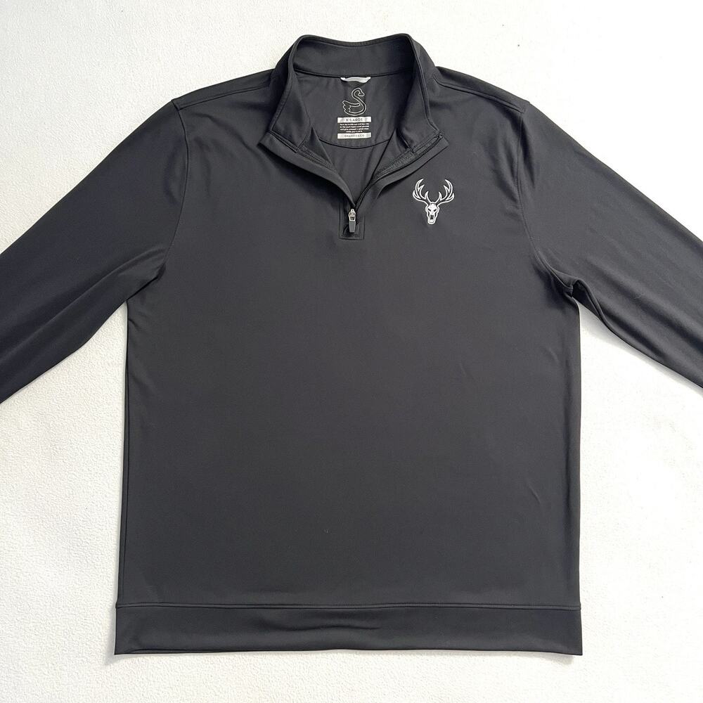 Swannies 1/4 Zip Pullover Golf Men Black Buck Skull Performance Stretch Shirt XL